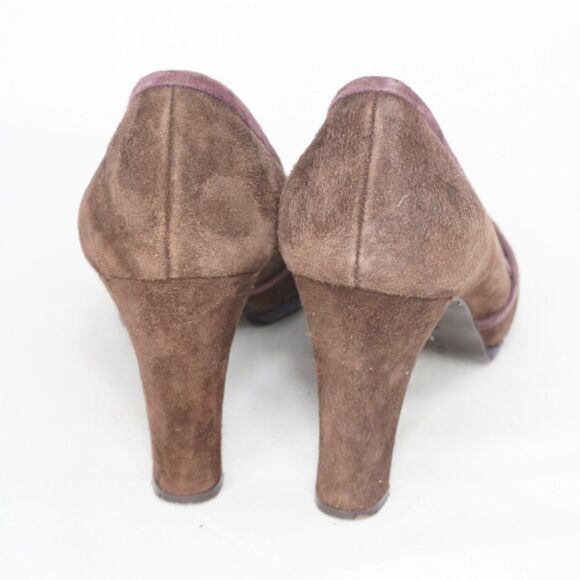 Boden Suede Brown Round Toe Heels, Size 38/8 - Picture 5 of 8